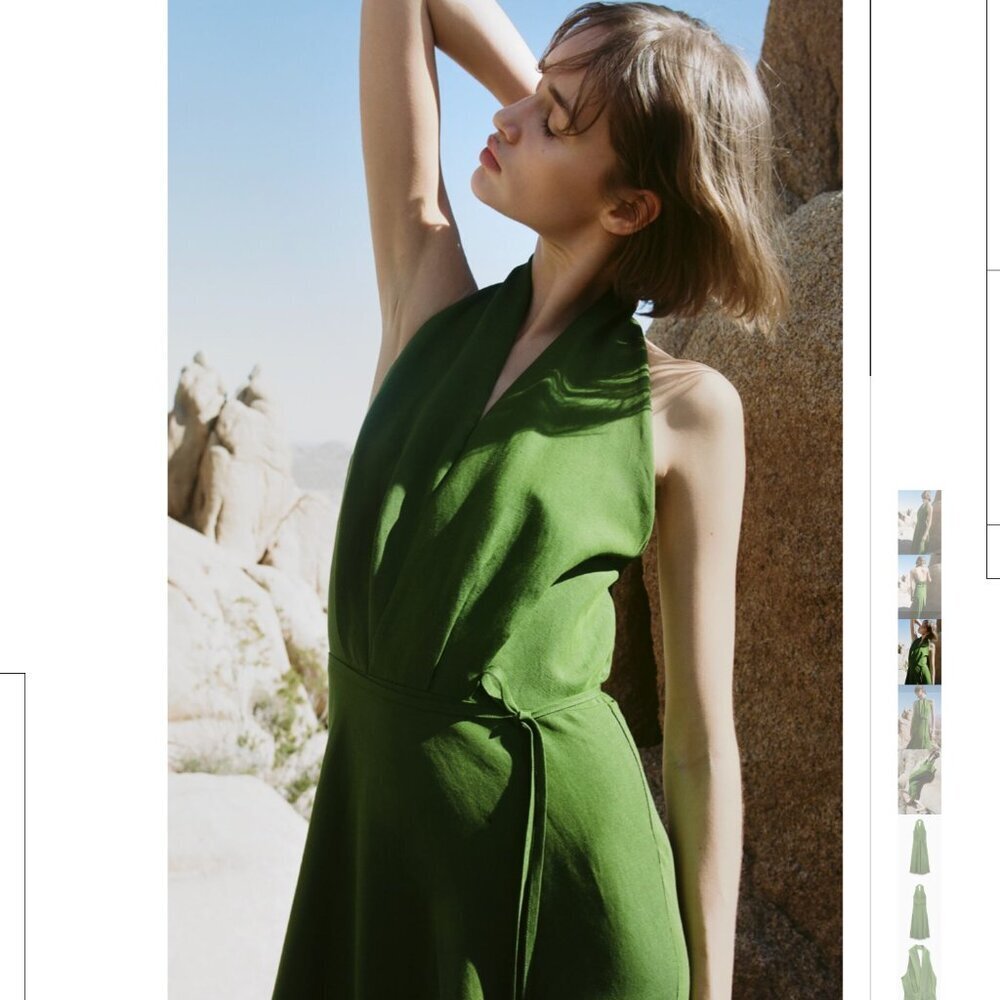 ZARA LINEN-BLEND SURPLICE DRESS Size M NEW WITH TAG!